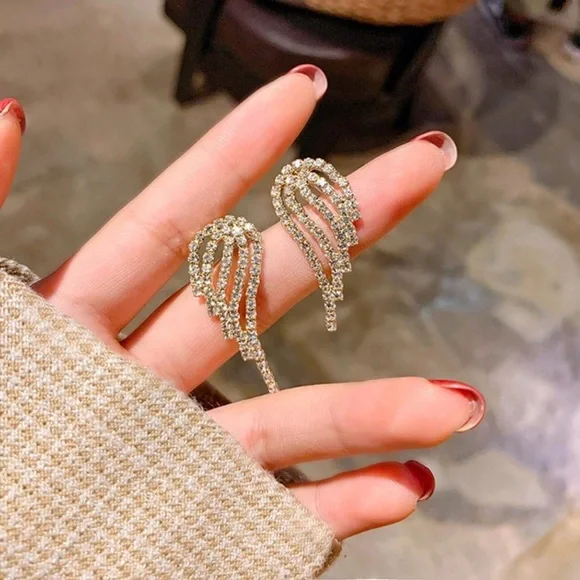 💕 Last one Rhinestones Wings Earrings Bird Angel - Picture 9 of 9